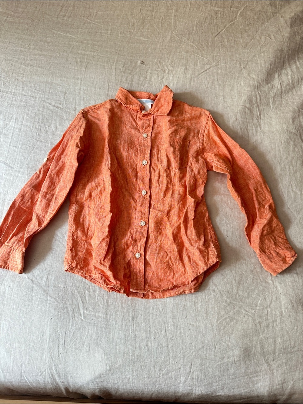 Janie and Jack 100% Linen Coral Button-Down Shirt